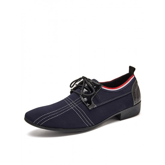 Men Stylish Pointed Toe Lace Up Business Canvas Dress Shoes Men Stylish Pointed Toe Lace Up Business Canvas Dress Shoes