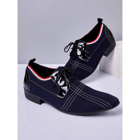 Men Stylish Pointed Toe Lace Up Business Canvas Dress Shoes Men Stylish Pointed Toe Lace Up Business Canvas Dress Shoes