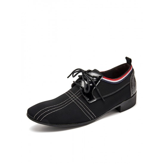 Men Stylish Pointed Toe Lace Up Business Canvas Dress Shoes Men Stylish Pointed Toe Lace Up Business Canvas Dress Shoes