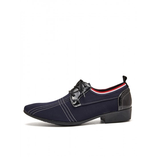 Men Stylish Pointed Toe Lace Up Business Canvas Dress Shoes Men Stylish Pointed Toe Lace Up Business Canvas Dress Shoes