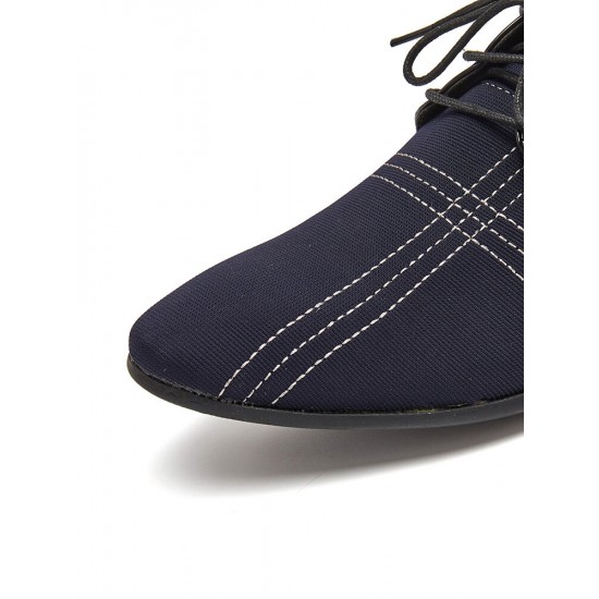 Men Stylish Pointed Toe Lace Up Business Canvas Dress Shoes Men Stylish Pointed Toe Lace Up Business Canvas Dress Shoes