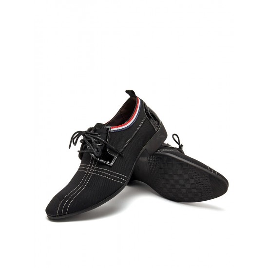 Men Stylish Pointed Toe Lace Up Business Canvas Dress Shoes Men Stylish Pointed Toe Lace Up Business Canvas Dress Shoes