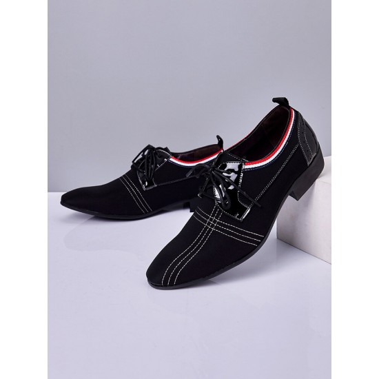 Men Stylish Pointed Toe Lace Up Business Canvas Dress Shoes Men Stylish Pointed Toe Lace Up Business Canvas Dress Shoes