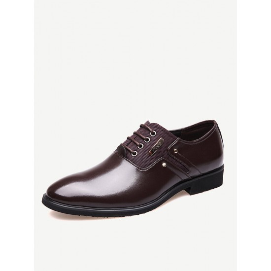 Men Stylish Leather Splicing Lace Up Business Formal Dress Shoes Men Stylish Leather Splicing Lace Up Business Formal Dress Shoes