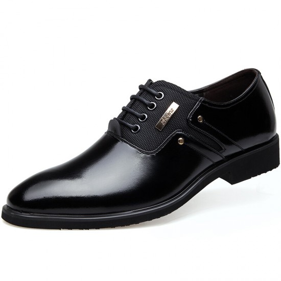 Men Stylish Leather Splicing Lace Up Business Formal Dress Shoes Men Stylish Leather Splicing Lace Up Business Formal Dress Shoes