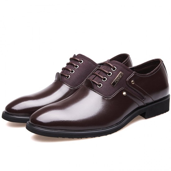 Men Stylish Leather Splicing Lace Up Business Formal Dress Shoes Men Stylish Leather Splicing Lace Up Business Formal Dress Shoes