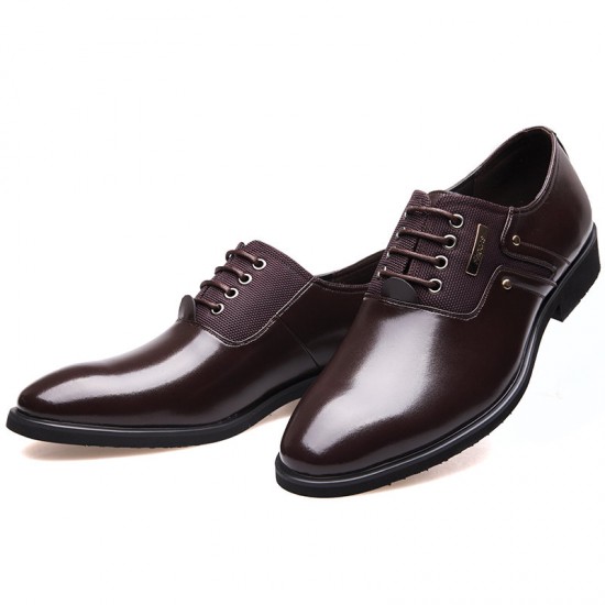 Men Stylish Leather Splicing Lace Up Business Formal Dress Shoes Men Stylish Leather Splicing Lace Up Business Formal Dress Shoes