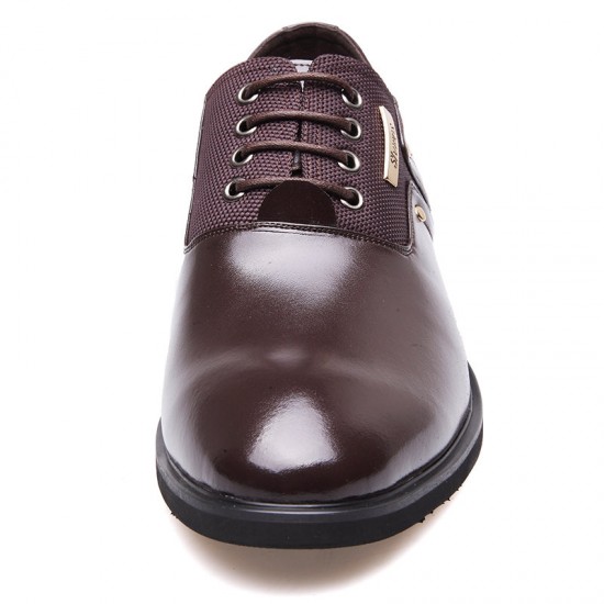 Men Stylish Leather Splicing Lace Up Business Formal Dress Shoes Men Stylish Leather Splicing Lace Up Business Formal Dress Shoes