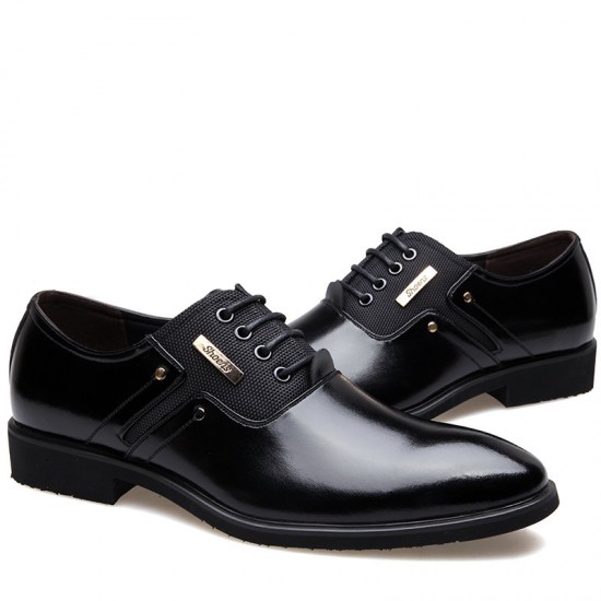 Men Stylish Leather Splicing Lace Up Business Formal Dress Shoes Men Stylish Leather Splicing Lace Up Business Formal Dress Shoes