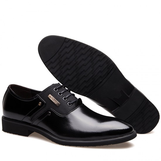 Men Stylish Leather Splicing Lace Up Business Formal Dress Shoes Men Stylish Leather Splicing Lace Up Business Formal Dress Shoes