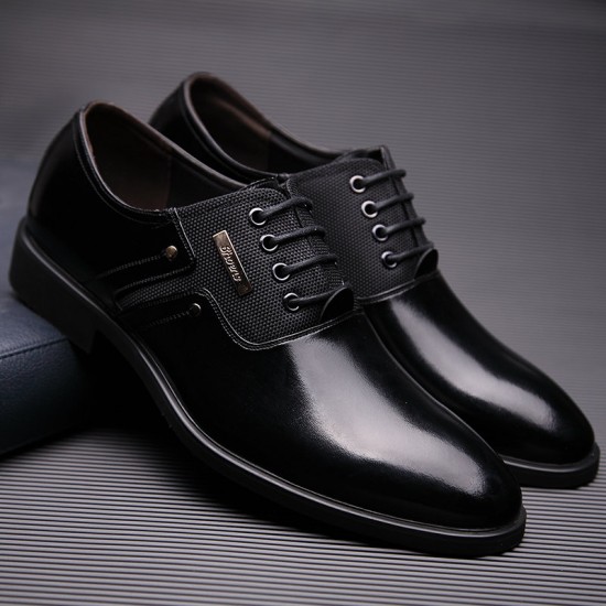 Men Stylish Leather Splicing Lace Up Business Formal Dress Shoes Men Stylish Leather Splicing Lace Up Business Formal Dress Shoes