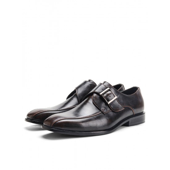 Men Vintage British Belt Buckle Monk Shoes Business Formal Dress Shoes Men Vintage British Belt Buckle Monk Shoes Business Formal Dress Shoes