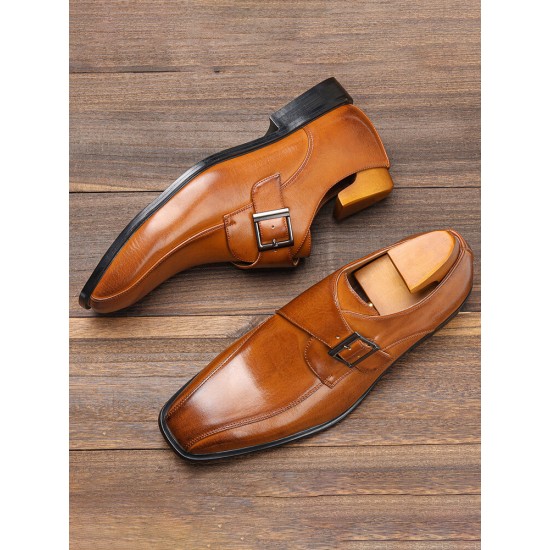 Men Vintage British Belt Buckle Monk Shoes Business Formal Dress Shoes Men Vintage British Belt Buckle Monk Shoes Business Formal Dress Shoes