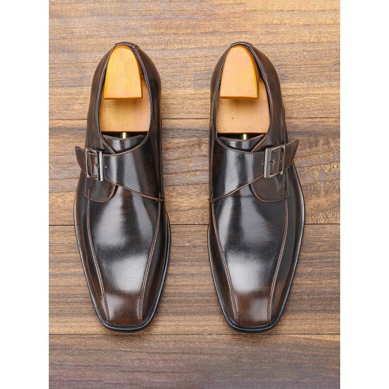Men Vintage British Belt Buckle Monk Shoes Business Formal Dress Shoes Men Vintage British Belt Buckle Monk Shoes Business Formal Dress Shoes