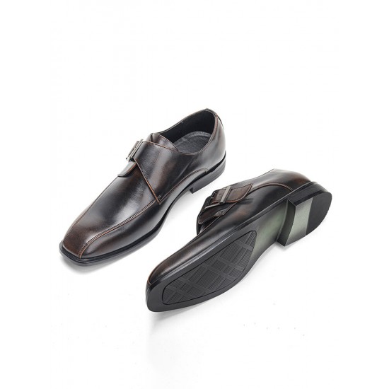 Men Vintage British Belt Buckle Monk Shoes Business Formal Dress Shoes Men Vintage British Belt Buckle Monk Shoes Business Formal Dress Shoes