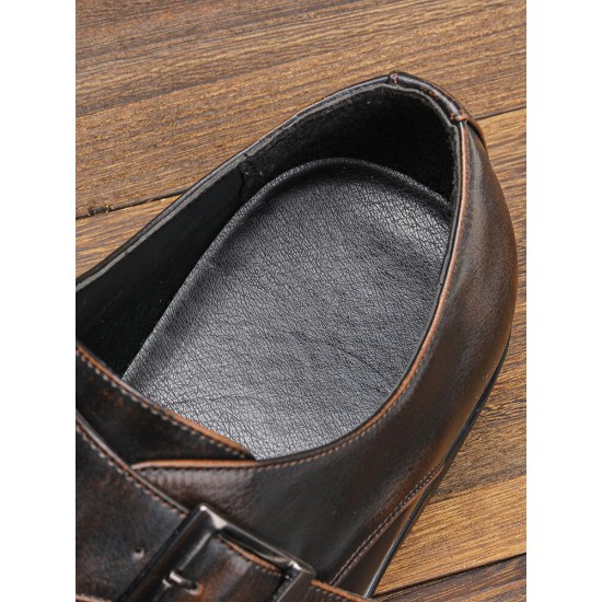 Men Vintage British Belt Buckle Monk Shoes Business Formal Dress Shoes Men Vintage British Belt Buckle Monk Shoes Business Formal Dress Shoes