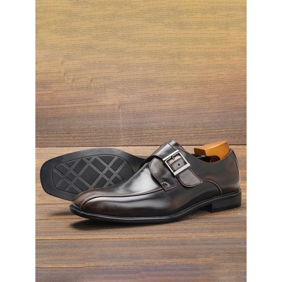 Men Vintage British Belt Buckle Monk Shoes Business Formal Dress Shoes Men Vintage British Belt Buckle Monk Shoes Business Formal Dress Shoes