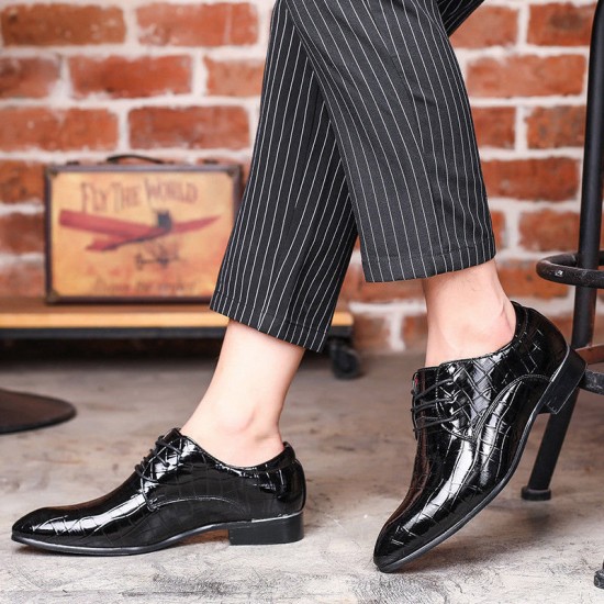 Large Size Men Patent Leather Lace Up Party Wedding Dress Shoes Large Size Men Patent Leather Lace Up Party Wedding Dress Shoes
