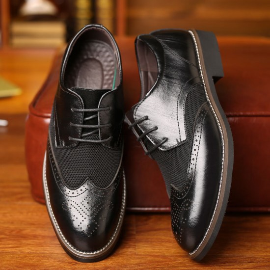 Large Size Men Brogue Carved Leather Splicing Formal Oxfords Large Size Men Brogue Carved Leather Splicing Formal Oxfords