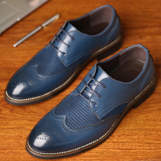 Large Size Men Brogue Carved Leather Splicing Formal Oxfords Large Size Men Brogue Carved Leather Splicing Formal Oxfords