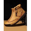 Men Double Side Zipper Hand Stitching Microfiber Leather Ankle Boots