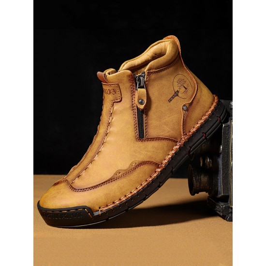 Men Double Side Zipper Hand Stitching Microfiber Leather Ankle Boots Men Double Side Zipper Hand Stitching Microfiber Leather Ankle Boots