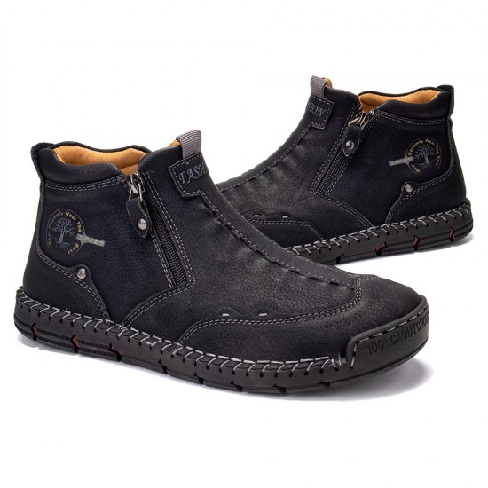 Men Double Side Zipper Hand Stitching Microfiber Leather Ankle Boots Men Double Side Zipper Hand Stitching Microfiber Leather Ankle Boots