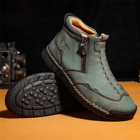 Men Double Side Zipper Hand Stitching Microfiber Leather Ankle Boots Men Double Side Zipper Hand Stitching Microfiber Leather Ankle Boots