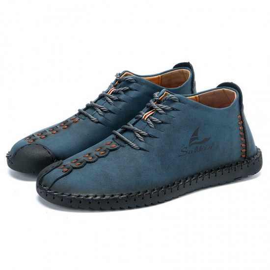 Men Rubber Cap Toe Hand Stitching Lace Up Microfiber Leather Ankle Boots Men Rubber Cap Toe Hand Stitching Lace Up Microfiber Leather Ankle Boots