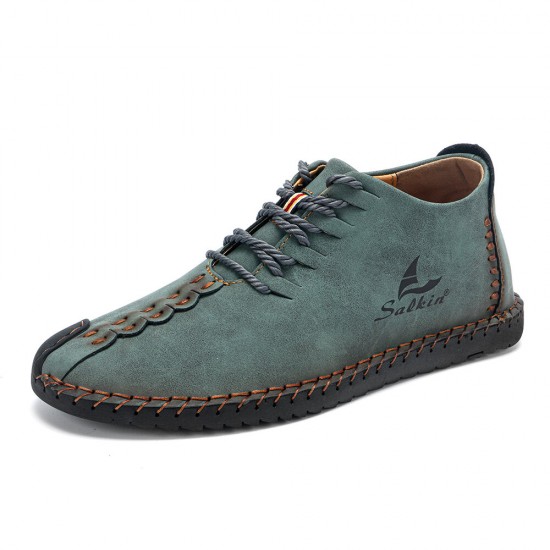 Men Rubber Cap Toe Hand Stitching Lace Up Microfiber Leather Ankle Boots Men Rubber Cap Toe Hand Stitching Lace Up Microfiber Leather Ankle Boots