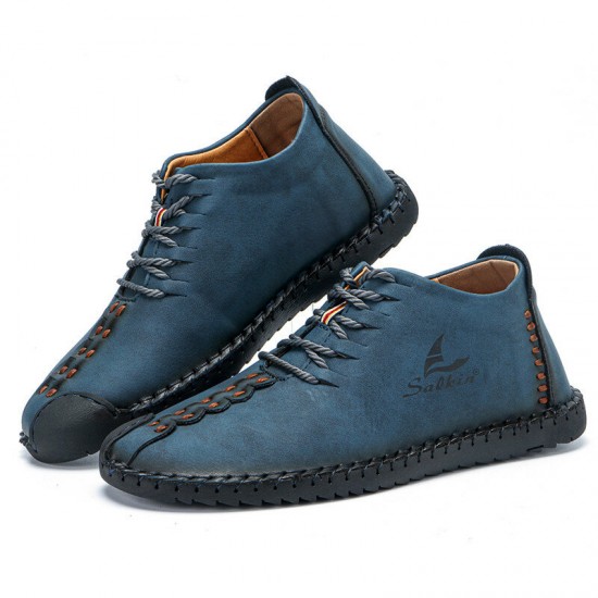 Men Rubber Cap Toe Hand Stitching Lace Up Microfiber Leather Ankle Boots Men Rubber Cap Toe Hand Stitching Lace Up Microfiber Leather Ankle Boots