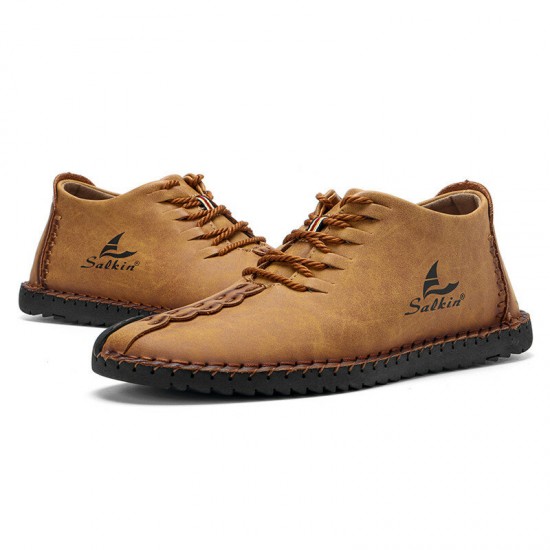 Men Rubber Cap Toe Hand Stitching Lace Up Microfiber Leather Ankle Boots Men Rubber Cap Toe Hand Stitching Lace Up Microfiber Leather Ankle Boots