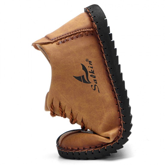 Men Rubber Cap Toe Hand Stitching Lace Up Microfiber Leather Ankle Boots Men Rubber Cap Toe Hand Stitching Lace Up Microfiber Leather Ankle Boots