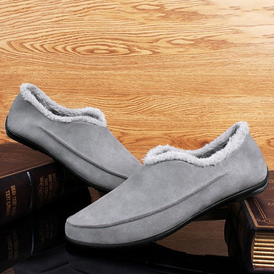 Men Large Size Plush Lining Microfiber Leather Non-slip Casual Slippers Men Large Size Plush Lining Microfiber Leather Non-slip Casual Slippers
