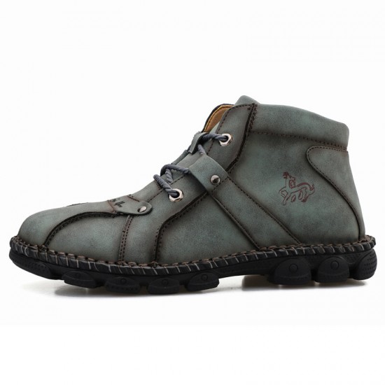 Men Hand Stitching Hook-loop Casual Not-slip Boot Shoes Men Hand Stitching Hook-loop Casual Not-slip Boot Shoes