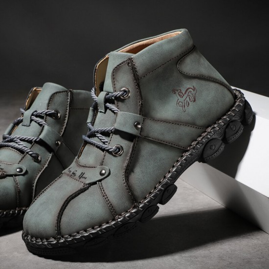 Men Hand Stitching Hook-loop Casual Not-slip Boot Shoes Men Hand Stitching Hook-loop Casual Not-slip Boot Shoes