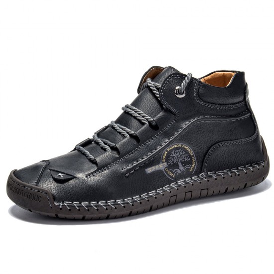 Menico Men Hand Stitching Leather Non Slip Comfy Ankle Boots Menico Men Hand Stitching Leather Non Slip Comfy Ankle Boots