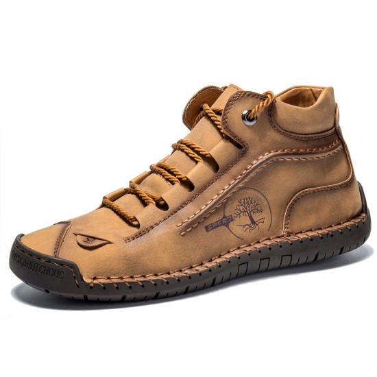 Menico Men Hand Stitching Leather Non Slip Comfy Ankle Boots Menico Men Hand Stitching Leather Non Slip Comfy Ankle Boots