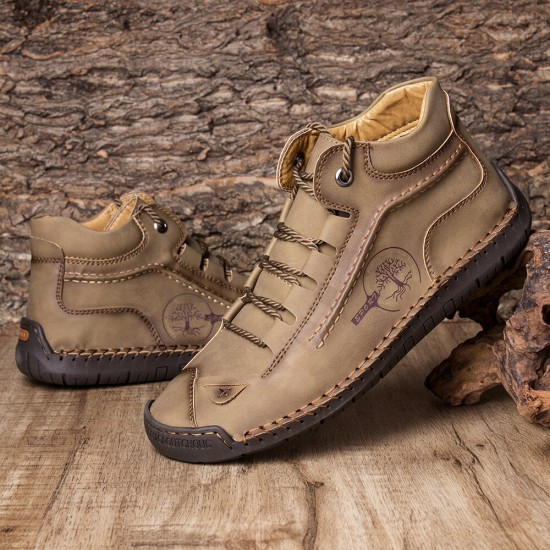 Menico Men Hand Stitching Leather Non Slip Comfy Ankle Boots Menico Men Hand Stitching Leather Non Slip Comfy Ankle Boots