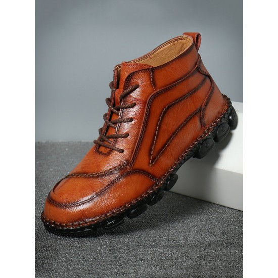 Men Cow Leather Non Slip Hand Stitching Casual Outdoor Boots Men Cow Leather Non Slip Hand Stitching Casual Outdoor Boots