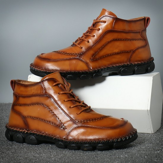 Men Cow Leather Non Slip Hand Stitching Casual Outdoor Boots Men Cow Leather Non Slip Hand Stitching Casual Outdoor Boots