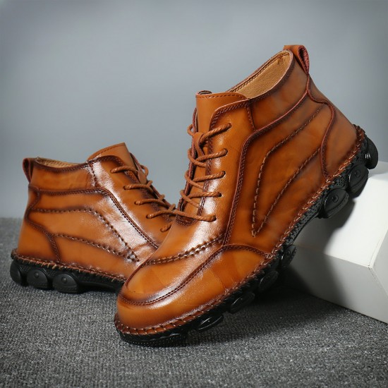 Men Cow Leather Non Slip Hand Stitching Casual Outdoor Boots Men Cow Leather Non Slip Hand Stitching Casual Outdoor Boots
