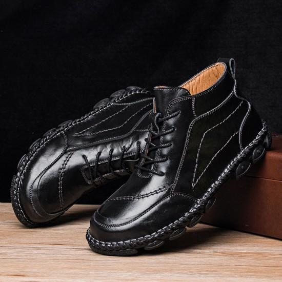Men Cow Leather Non Slip Hand Stitching Casual Outdoor Boots Men Cow Leather Non Slip Hand Stitching Casual Outdoor Boots