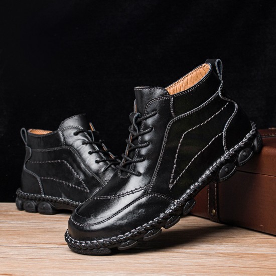 Men Cow Leather Non Slip Hand Stitching Casual Outdoor Boots Men Cow Leather Non Slip Hand Stitching Casual Outdoor Boots