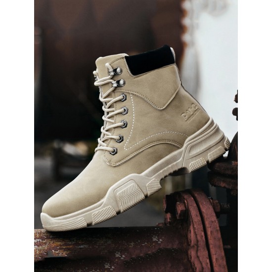 Men Stylish Microfiber Leather Lace Up Casual Ankle Boots Men Stylish Microfiber Leather Lace Up Casual Ankle Boots