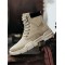 Men Stylish Microfiber Leather Lace Up Casual Ankle Boots