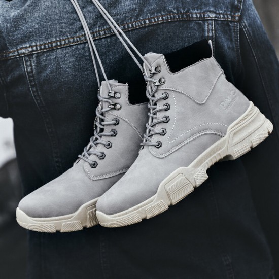Men Stylish Microfiber Leather Lace Up Casual Ankle Boots Men Stylish Microfiber Leather Lace Up Casual Ankle Boots