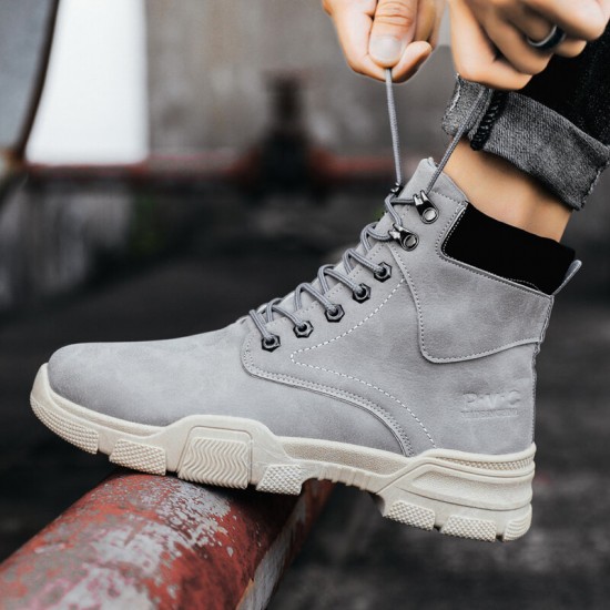Men Stylish Microfiber Leather Lace Up Casual Ankle Boots Men Stylish Microfiber Leather Lace Up Casual Ankle Boots