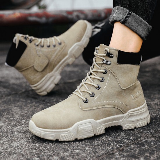 Men Stylish Microfiber Leather Lace Up Casual Ankle Boots Men Stylish Microfiber Leather Lace Up Casual Ankle Boots