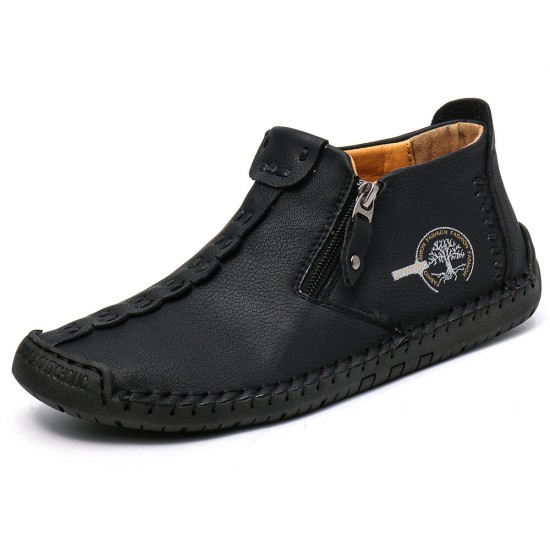 Men Hand Stitching Leather Non Slip Side Zipper Casual Boots Men Hand Stitching Leather Non Slip Side Zipper Casual Boots